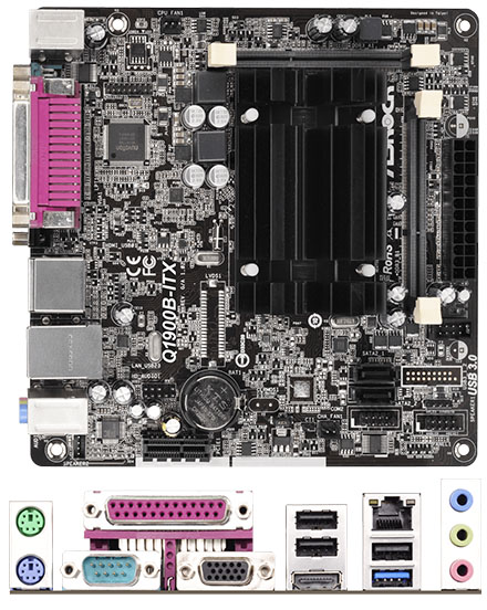 ASRock Q1900B-ITX (Intel Celeron J3355 4x2.0Ghz, 1x LPT) [<b>FANLESS</b>]
