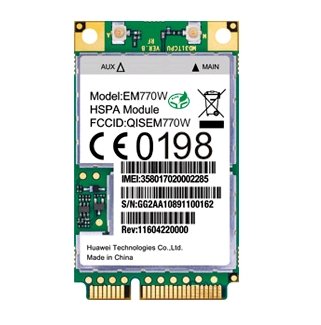 HSPA / UMTS / EDGE Mini-PCIe Modem (Huawei EM770W)